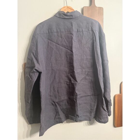 Parachute Charcoal Gray Linen Collared Long Sleeve Button Up Shirt Size Medium - Picture 2 of 5